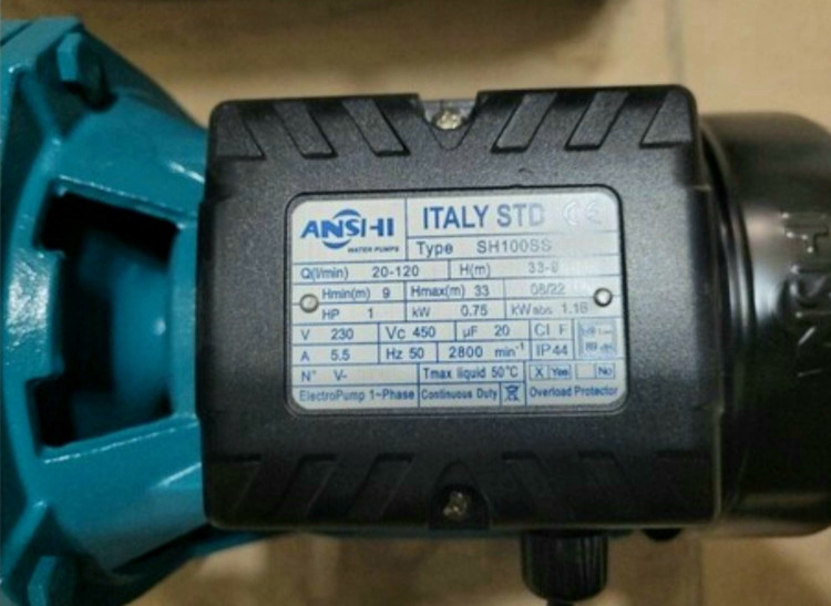 پمپ آب یک اسب بشقابی (آنشی) مدل SH100SS (پروانه استیل .شفت استیل.سیم پیچی تمام مس.کیفیت بی نظیر